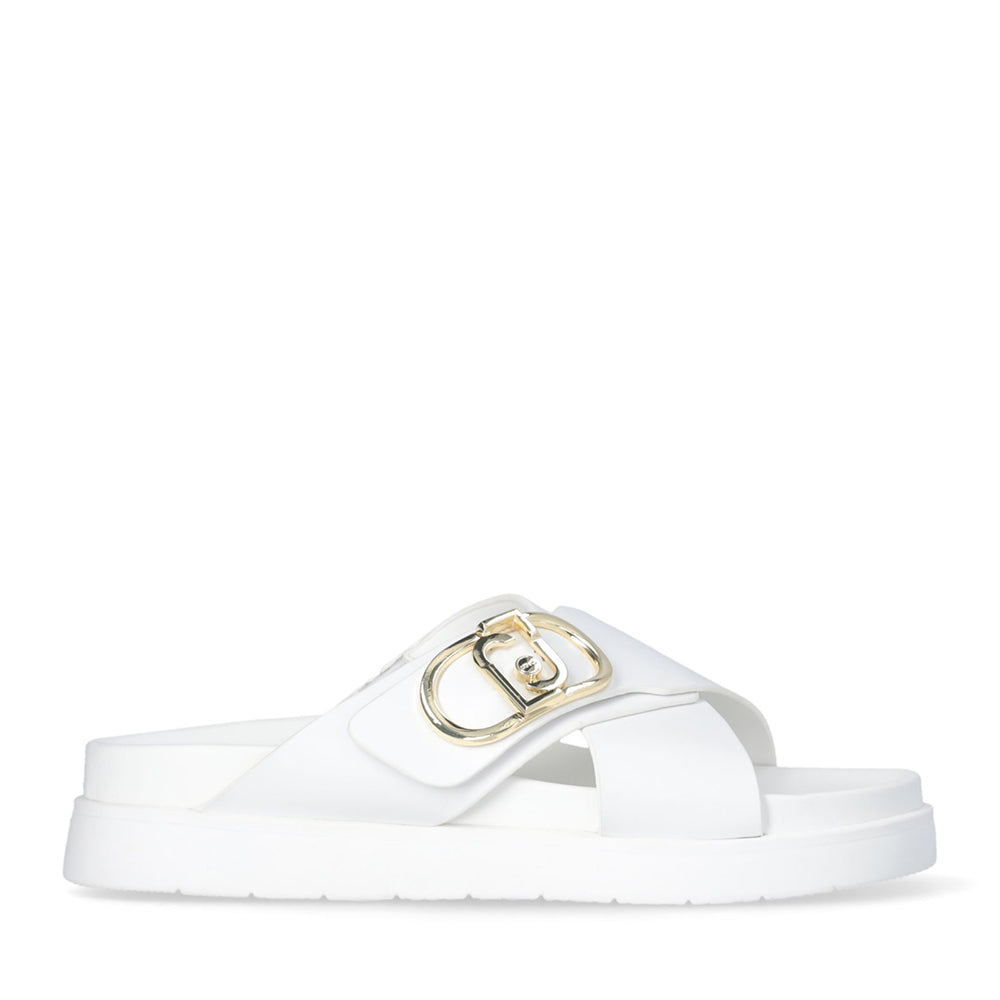 LIU JO Penny 901 Plateau-Slipper aus weißem Leder