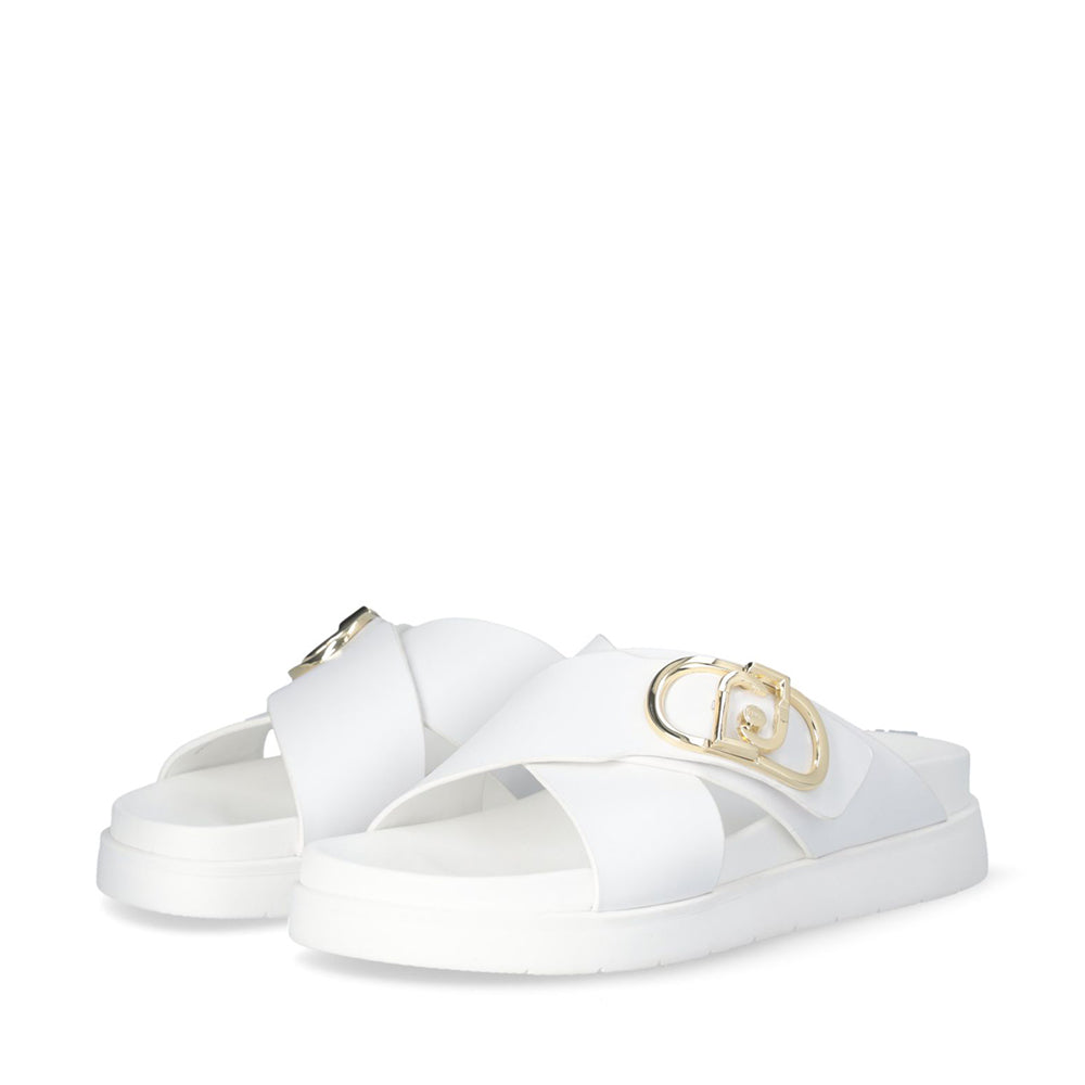 LIU JO Penny 901 Plateau-Slipper aus weißem Leder