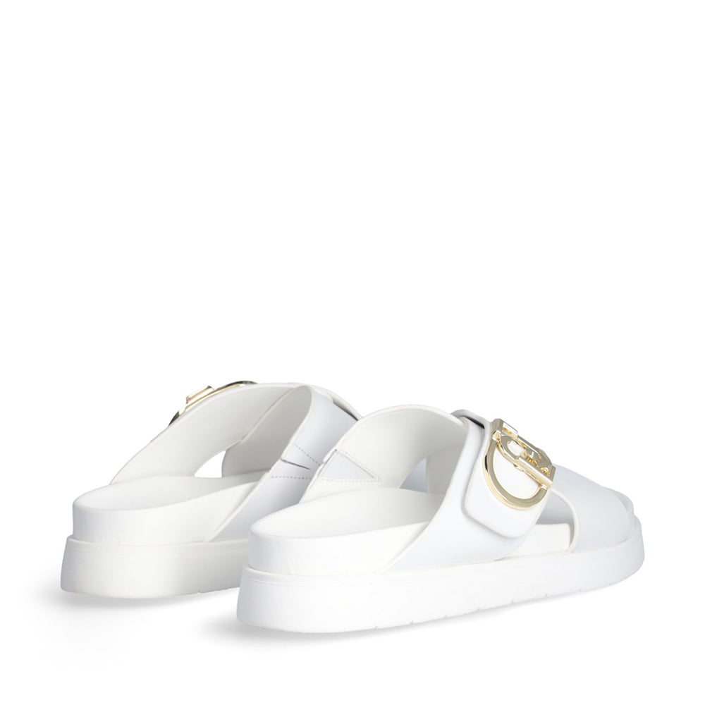 LIU JO Penny 901 Plateau-Slipper aus weißem Leder