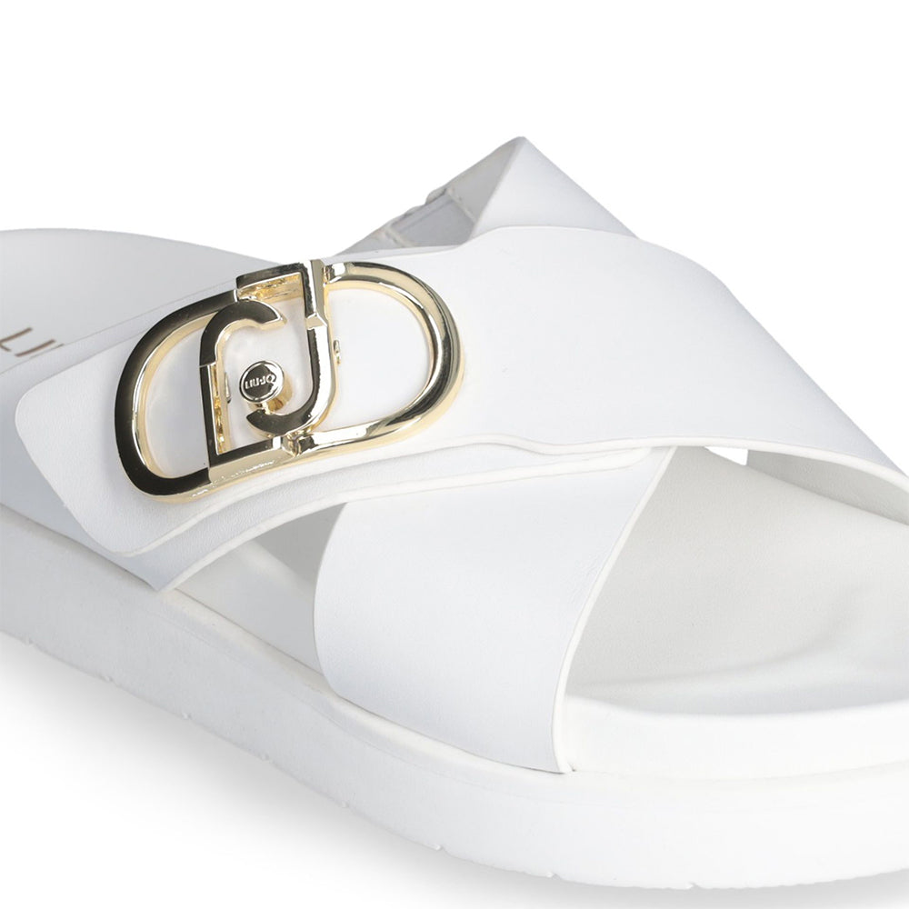 LIU JO Penny 901 Plateau-Slipper aus weißem Leder