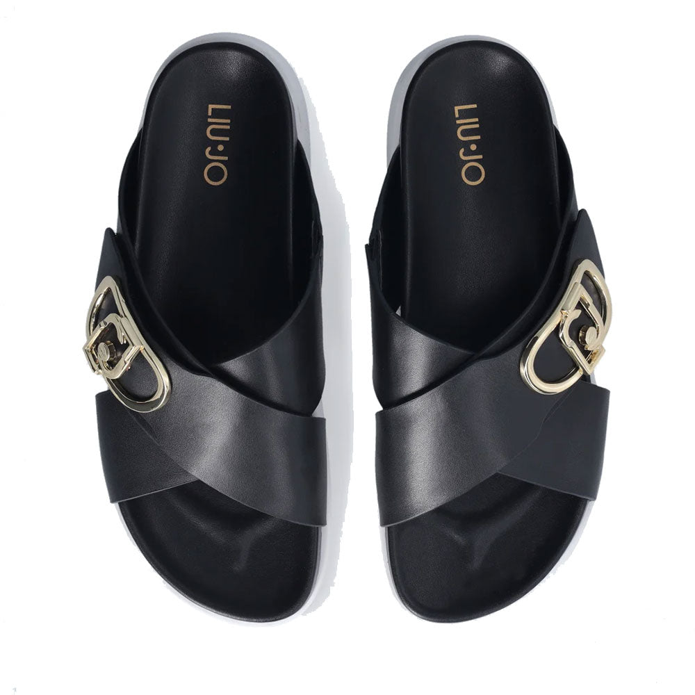 LIU JO Penny 901 Plateau-Slipper aus schwarzem Leder