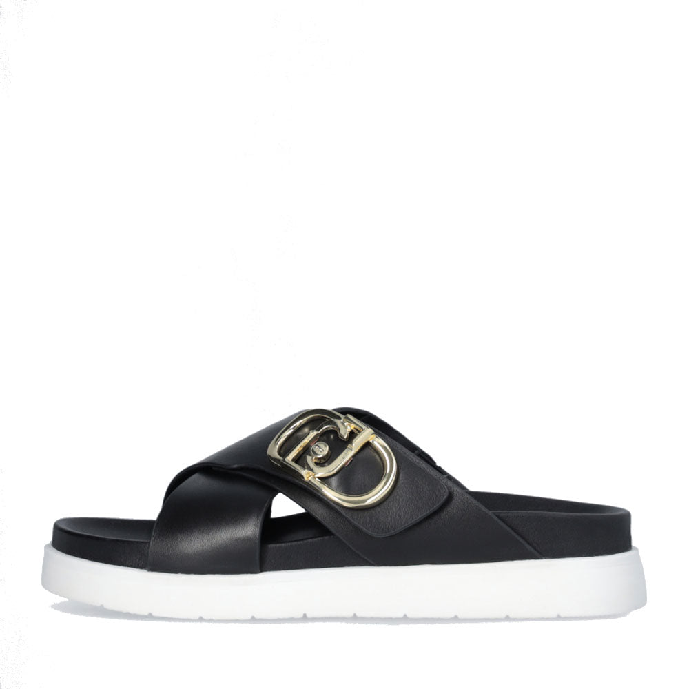 LIU JO Penny 901 Plateau-Slipper aus schwarzem Leder