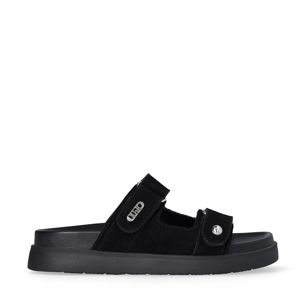 LIU JO Penny 902 Doppelband-Slipper aus schwarzem Wildleder