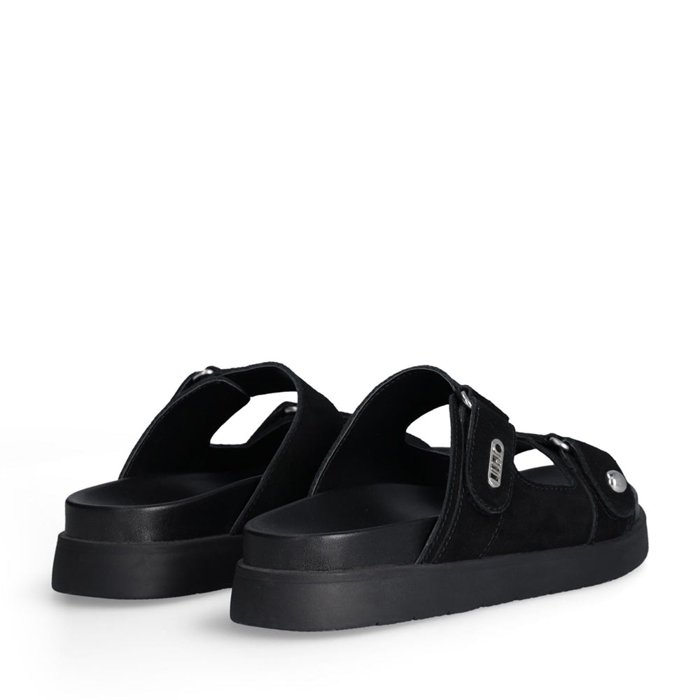 LIU JO Penny 902 Doppelband-Slipper aus schwarzem Wildleder