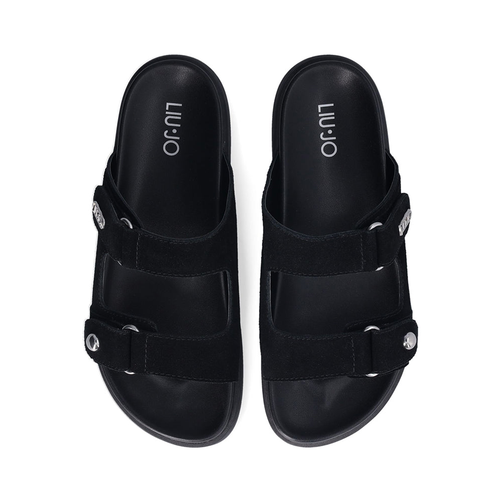 LIU JO Penny 902 Doppelband-Slipper aus schwarzem Wildleder