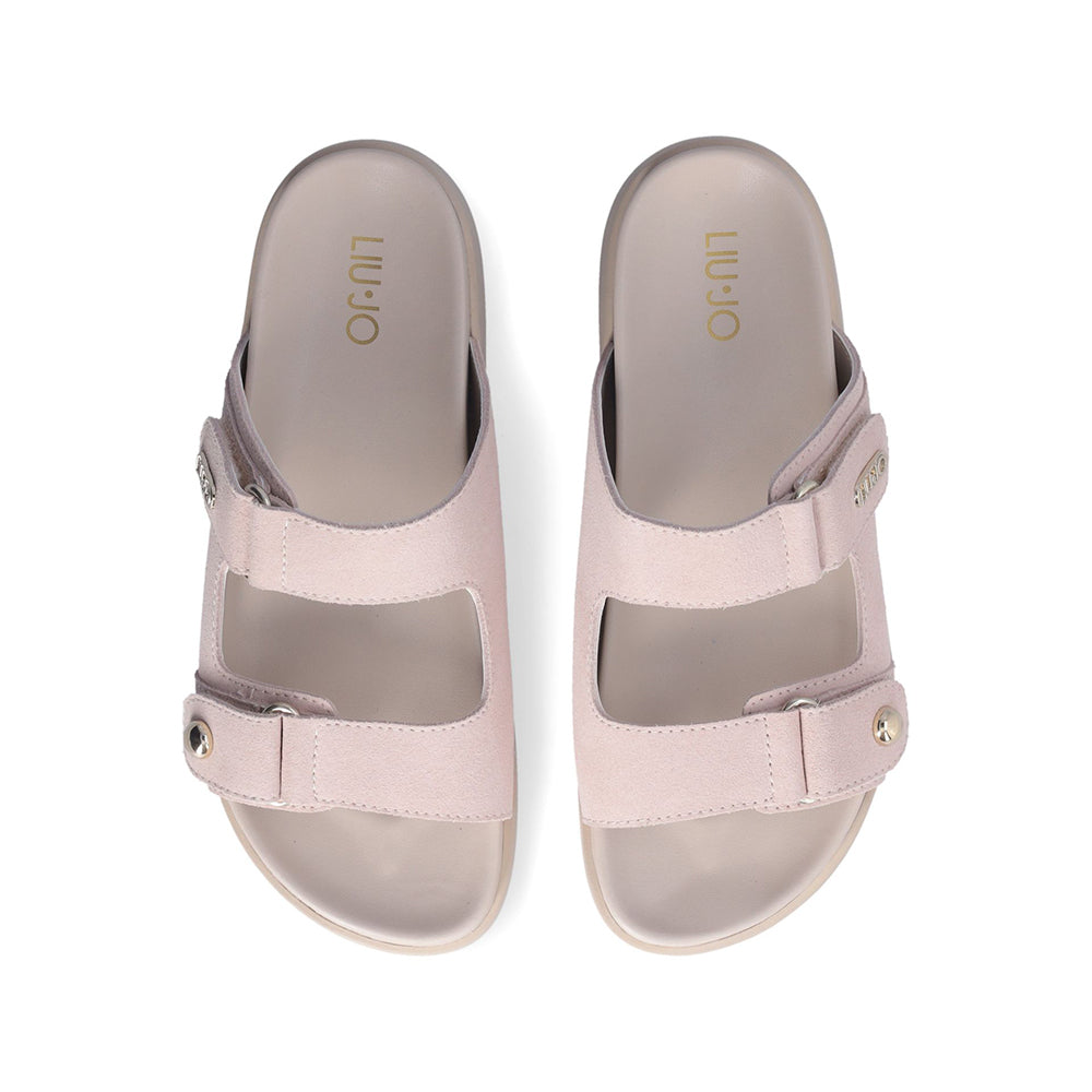LIU JO Penny 902 Doppelband-Slipper aus rosa Wildleder