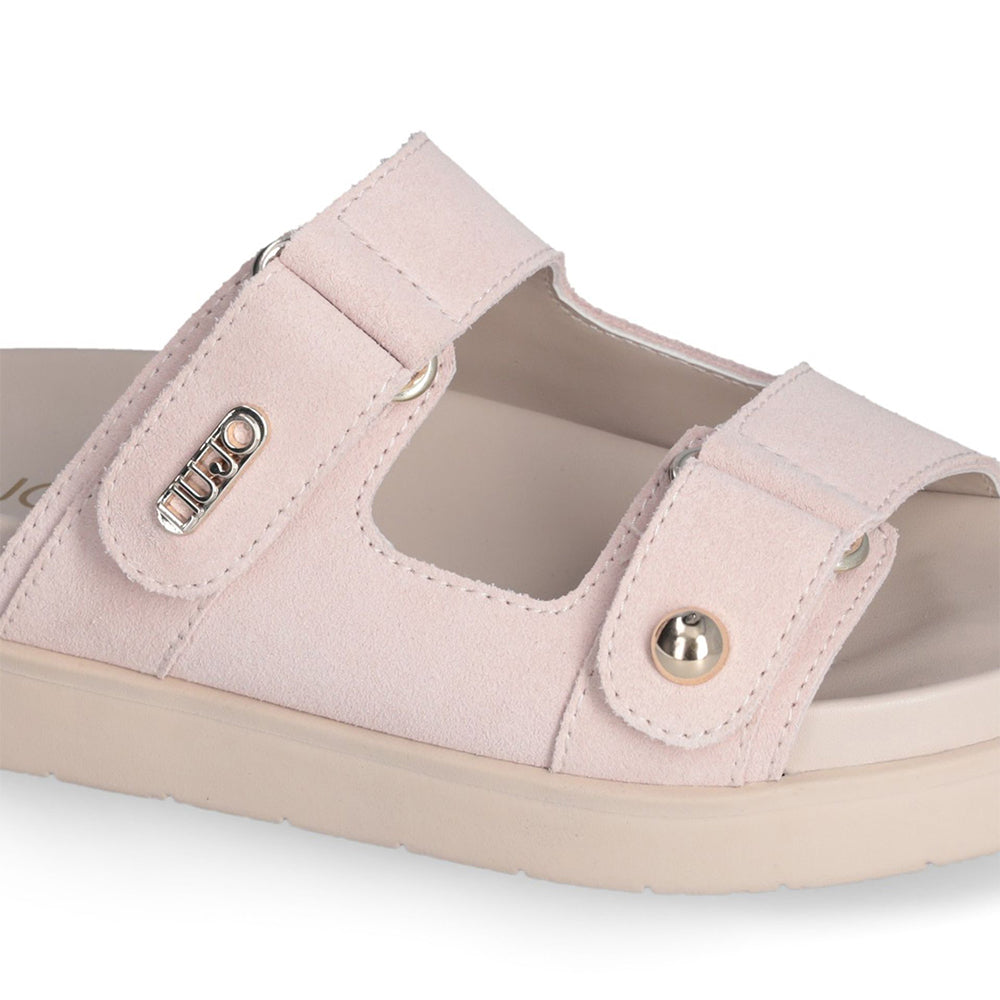 LIU JO Penny 902 Doppelband-Slipper aus rosa Wildleder