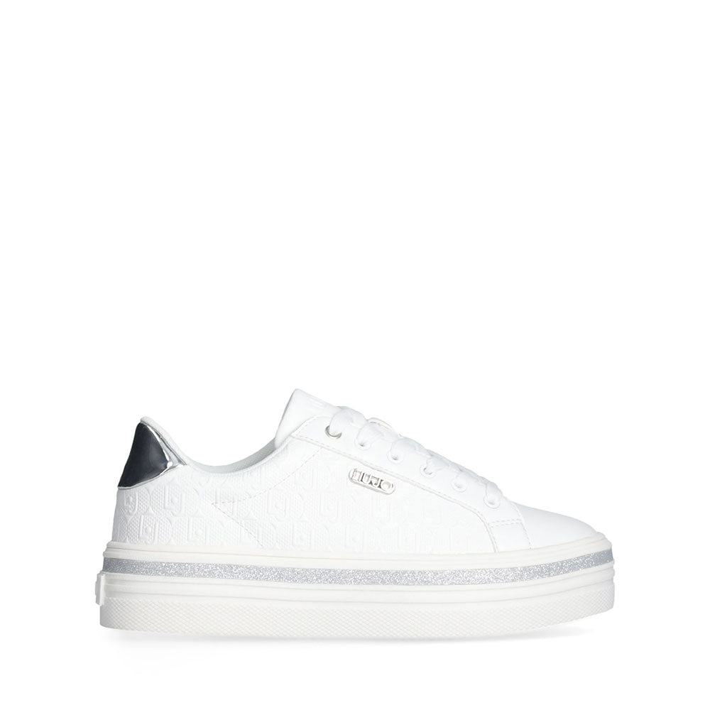 Sneakers Platform LIU JO Up 910 Bianche con Logo Embossed