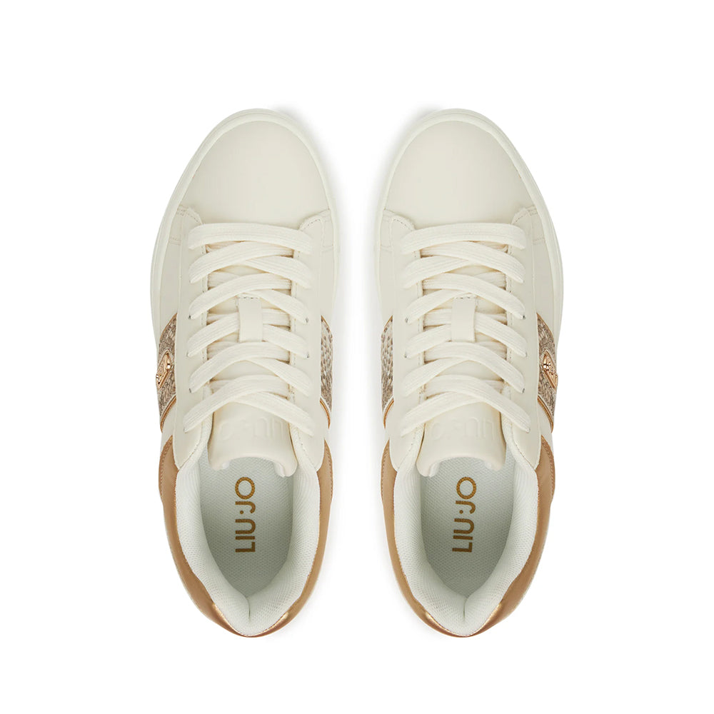 Sneakers Platform LIU JO Up 911 Bianche con Inserto stampa Pitone Oro