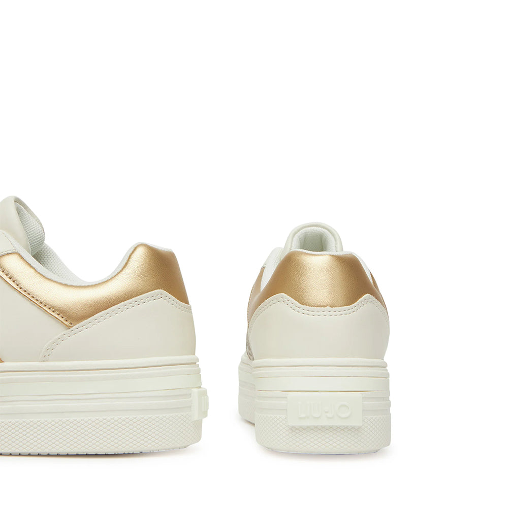 Sneakers Platform LIU JO Up 911 Bianche con Inserto stampa Pitone Oro