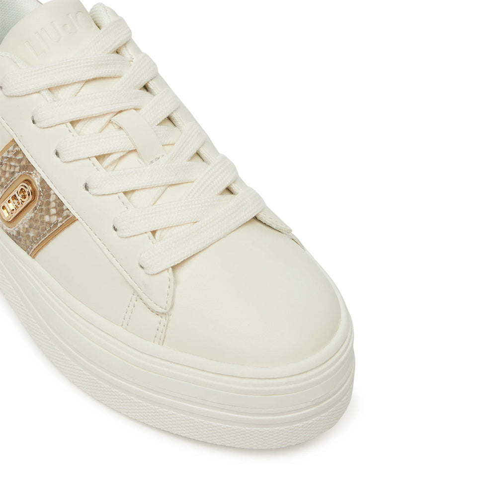 Sneakers Platform LIU JO Up 911 Bianche con Inserto stampa Pitone Oro