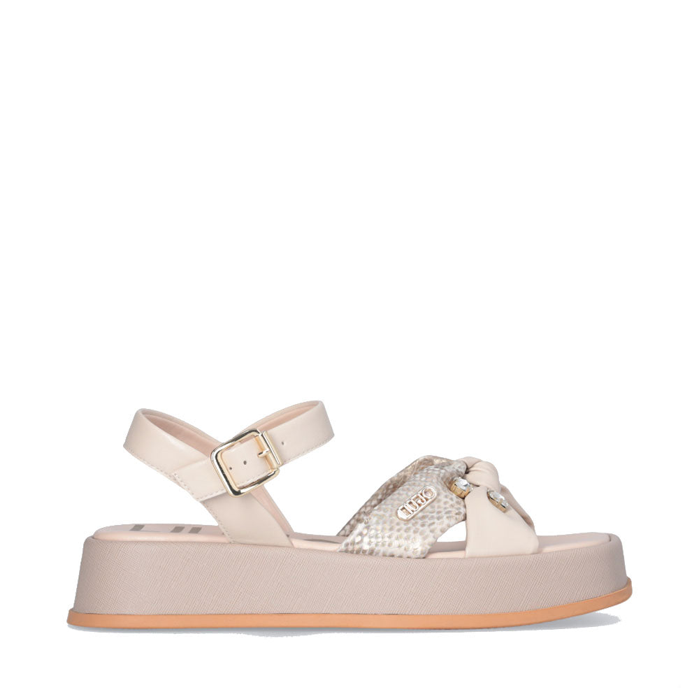 Sandali nude da donna con tacco a blocco 5 cm e strass gioiello Lora F Sandali nude da donna con tacco a blocco 5 cm e strass gioiello Lora F