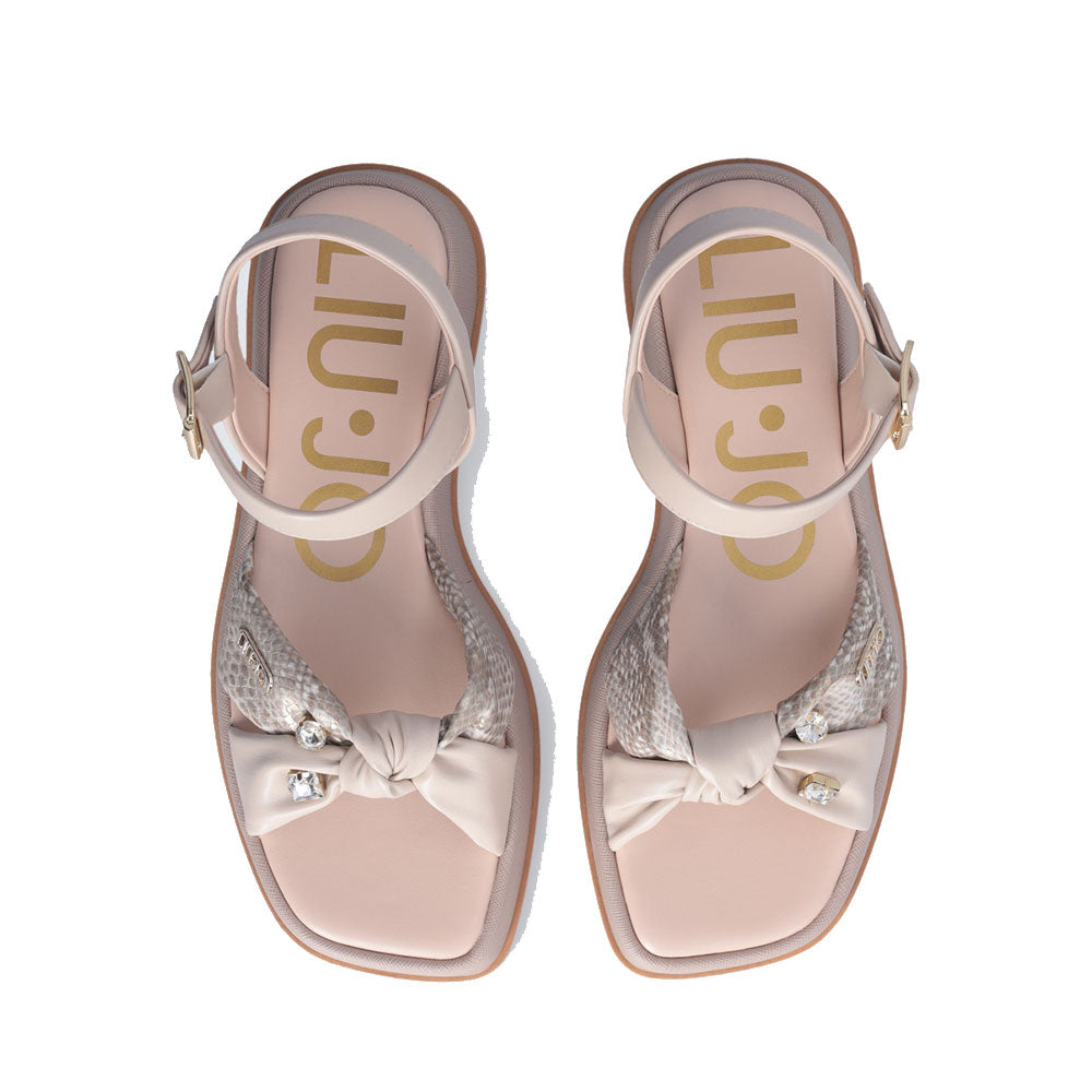 Sandali Platform LIU JO You 751 stampa Pitone Beige con Pietre Gioiello