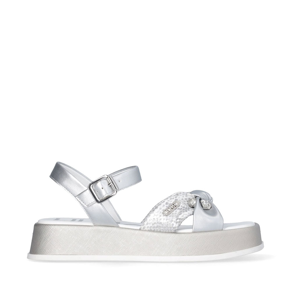 Sandali Platform LIU JO You 751 stampa Pitone Silver con Pietre Gioiello