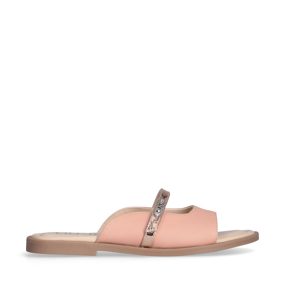 Sandali Flat LIU JO Amira 933 stampa Saffiano color Pesca con Cinturino Rose Gold