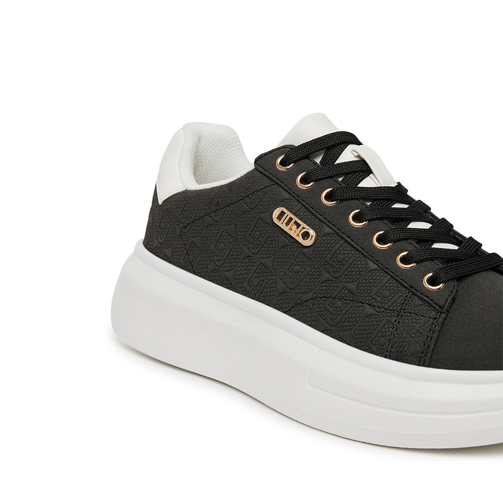 Sneakers Platform LIU JO Babol 01 Nero con Logo Embossed All Over