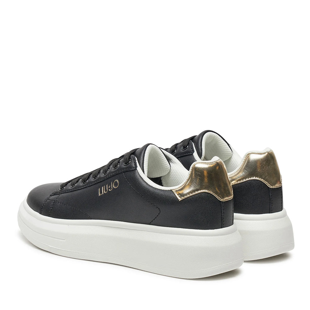 Sneakers Platform LIU JO Babol 01 in Pelle Nera con Inserti Oro