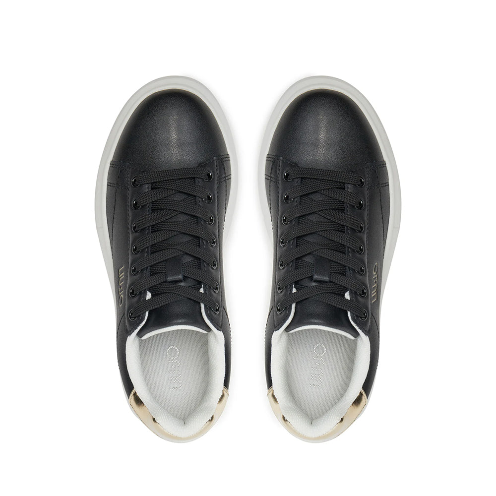 Sneakers Platform LIU JO Babol 01 in Pelle Nera con Inserti Oro