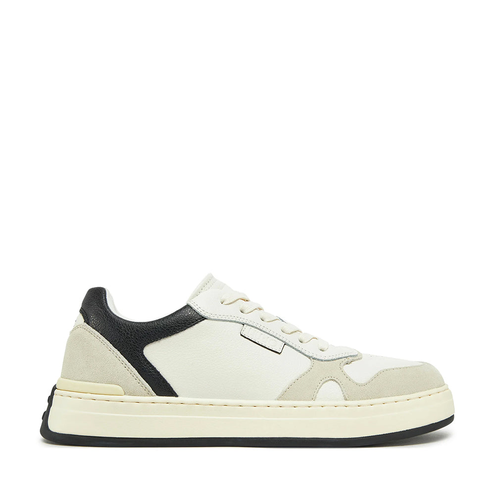 LIU JO Boy 02 Herren-Sneaker aus weißem getrommeltem Leder mit schwarzem Detail