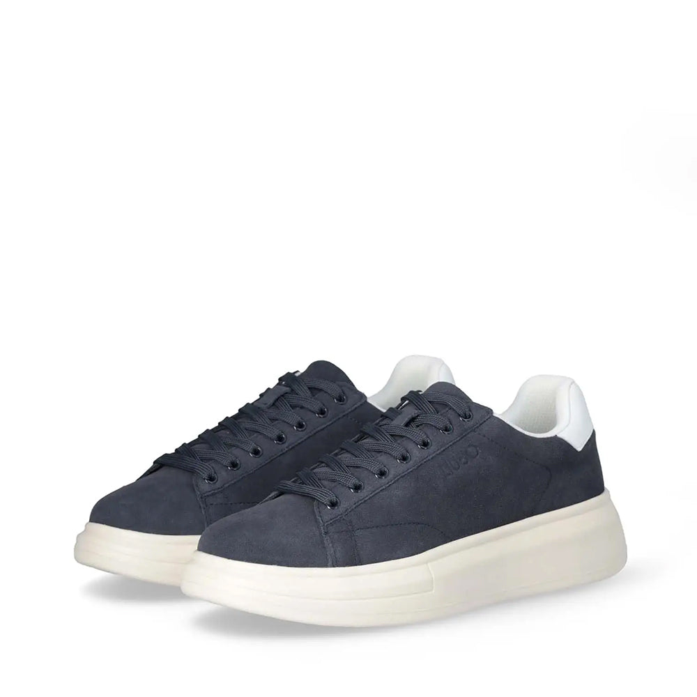 LIU JO Big 01 Herren-Sneaker aus marineblauem und weißem Wildleder