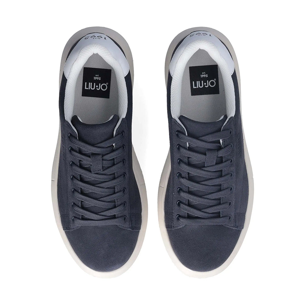 LIU JO Big 01 Herren-Sneaker aus marineblauem und weißem Wildleder