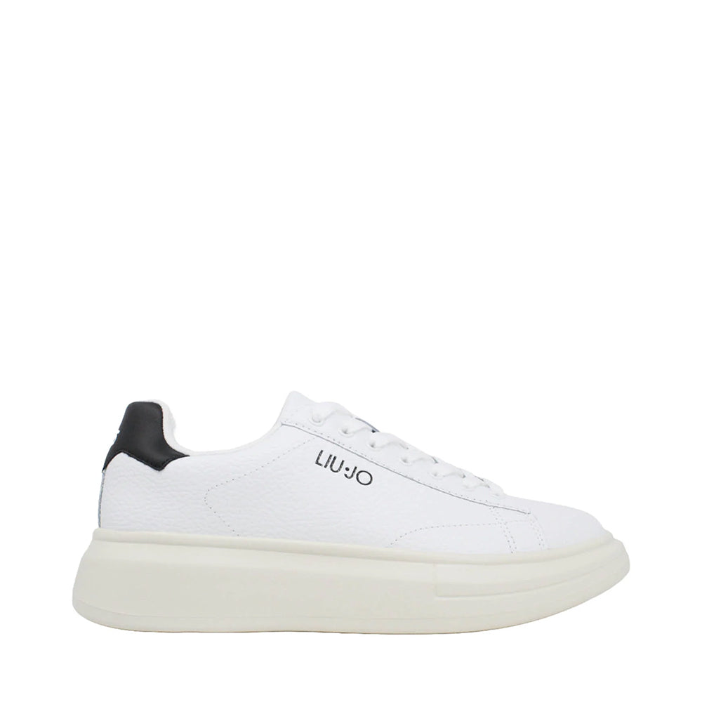 LIU JO Big 01 Herren-Sneaker aus weißem Leder mit schwarzem Detail