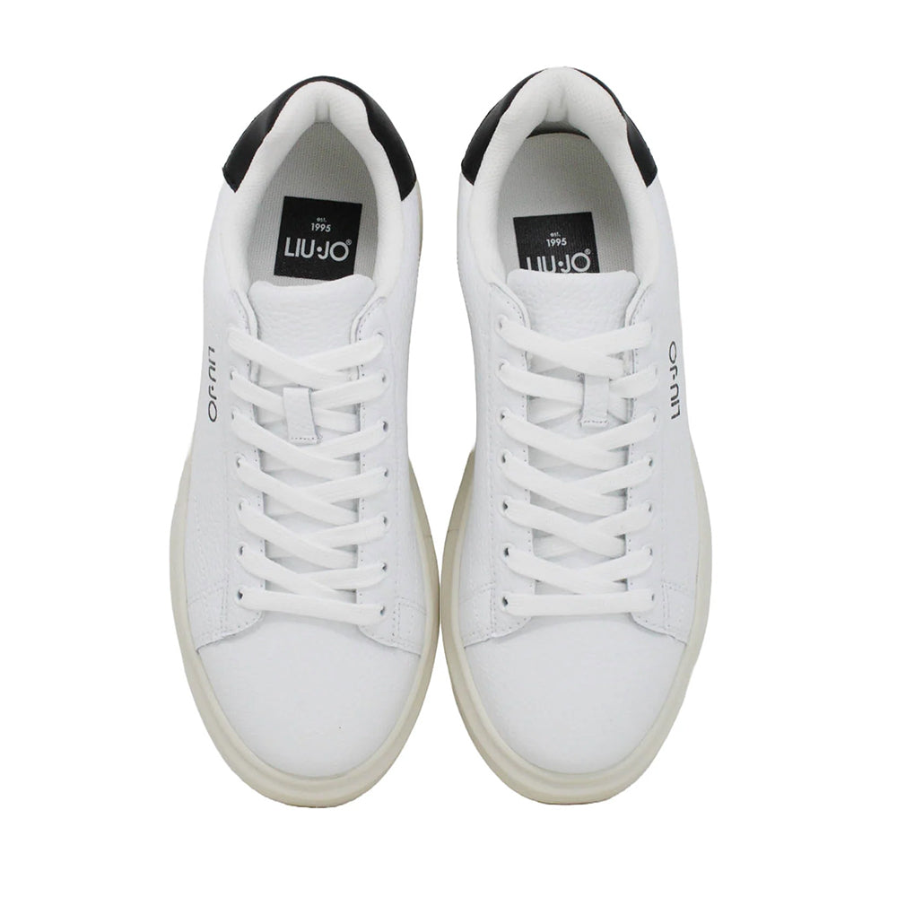 LIU JO Big 01 Herren-Sneaker aus weißem Leder mit schwarzem Detail