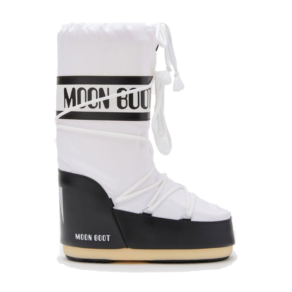 Unisex-Schneestiefel MOON BOOT Icon Nylon Weiß und Schwarz