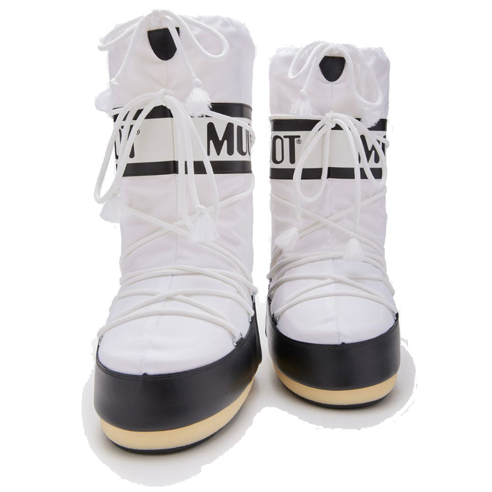 Unisex-Schneestiefel MOON BOOT Icon Nylon Weiß und Schwarz