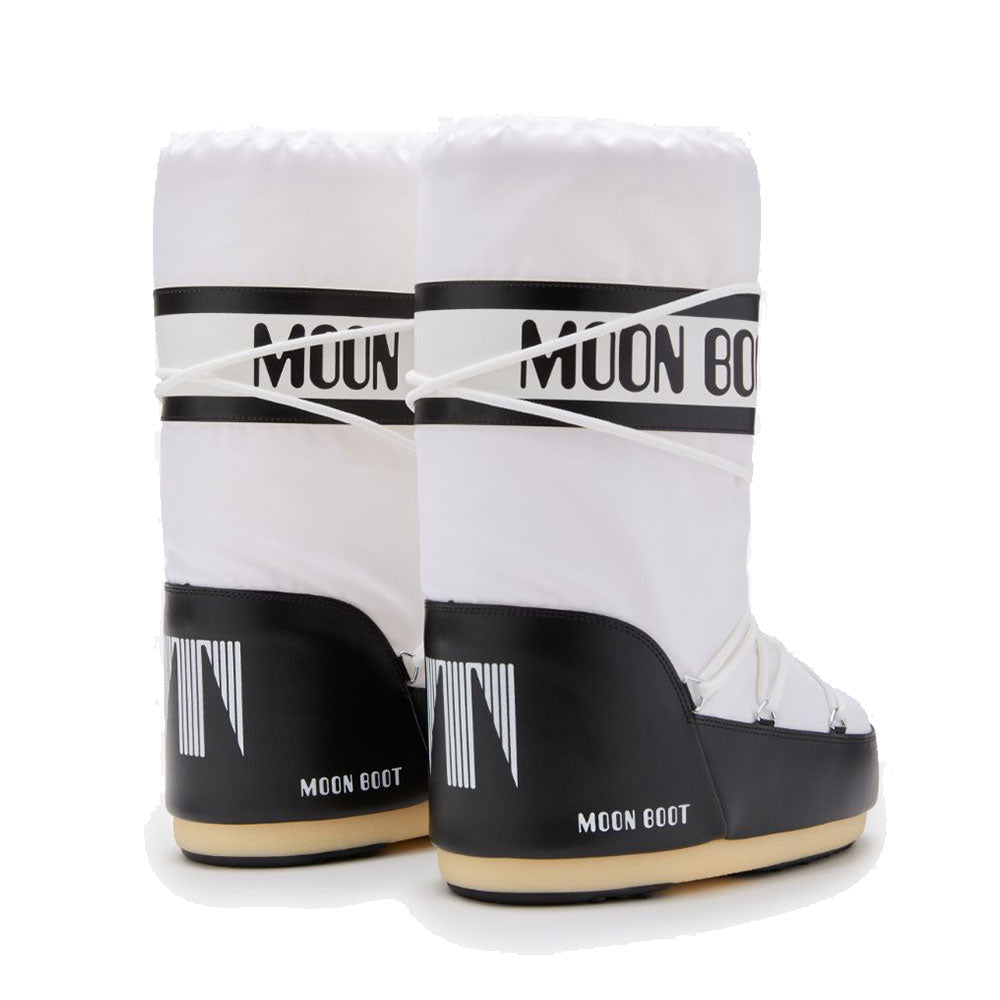 Unisex-Schneestiefel MOON BOOT Icon Nylon Weiß und Schwarz