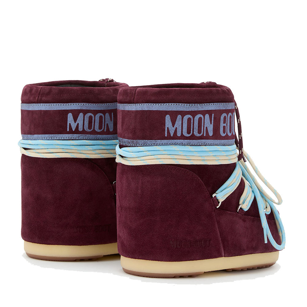 Stivali da Neve Donna MOON BOOT Icon Low Suede Laces in Pella Scamosciata Bordeaux