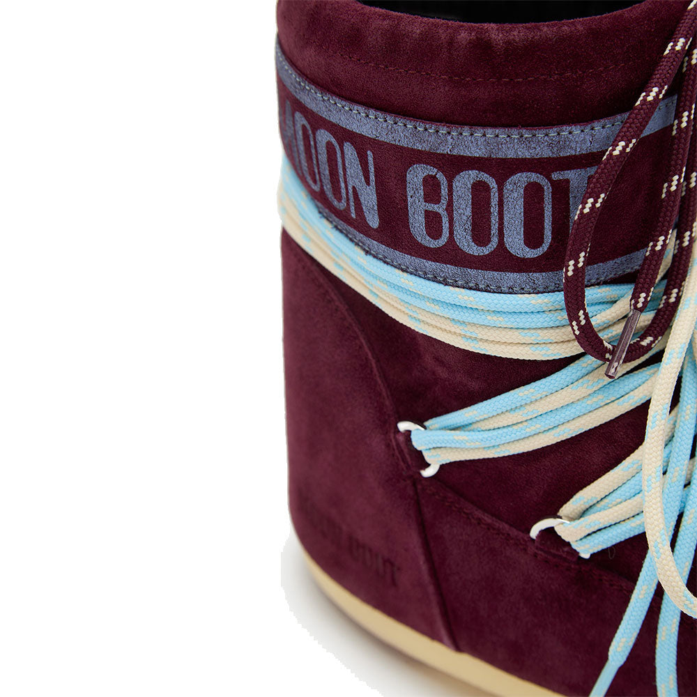 Stivali da Neve Donna MOON BOOT Icon Low Suede Laces in Pella Scamosciata Bordeaux