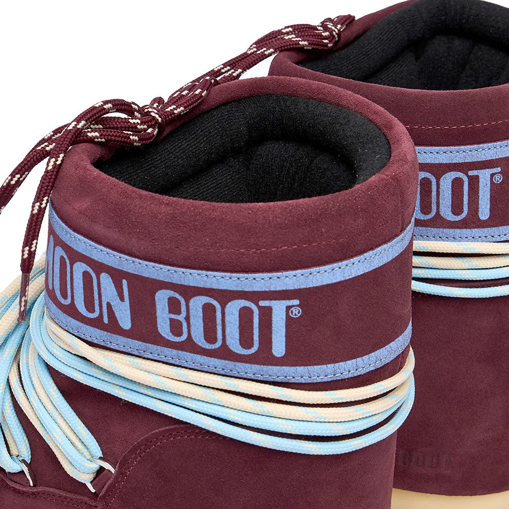 Stivali da Neve Donna MOON BOOT Icon Low Suede Laces in Pella Scamosciata Bordeaux