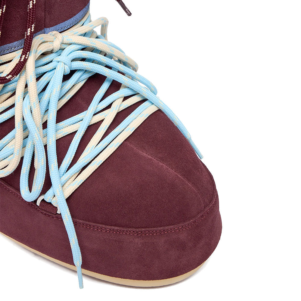 Stivali da Neve Donna MOON BOOT Icon Low Suede Laces in Pella Scamosciata Bordeaux