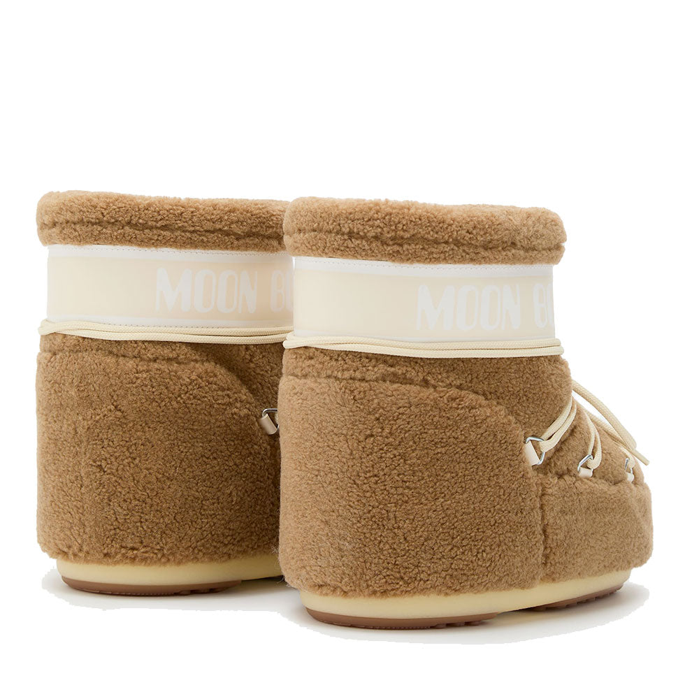 Stivali da Neve Donna MOON BOOT Icon Low Fleece in Tessuto Teddy color Cammello