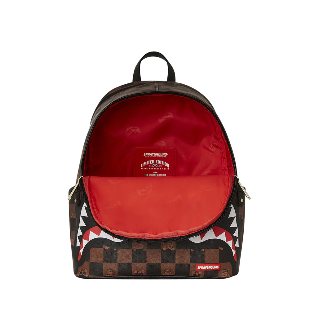 SPRAYGROUND
Kleiner Rucksack mit Peeking Character Check Savage Print