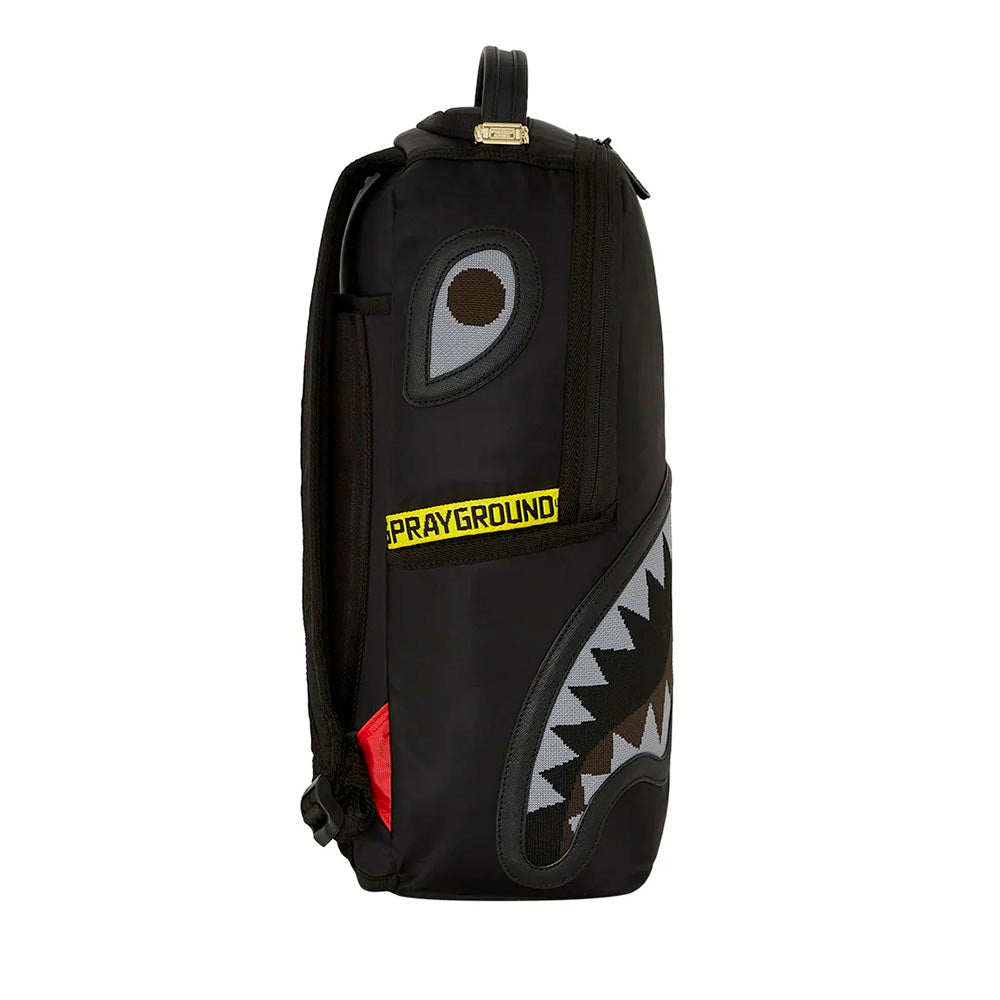 Zaino Unisex SPRAYGROUND in Tessuto Satin stampa Shark Central Yellow Tape Dlx