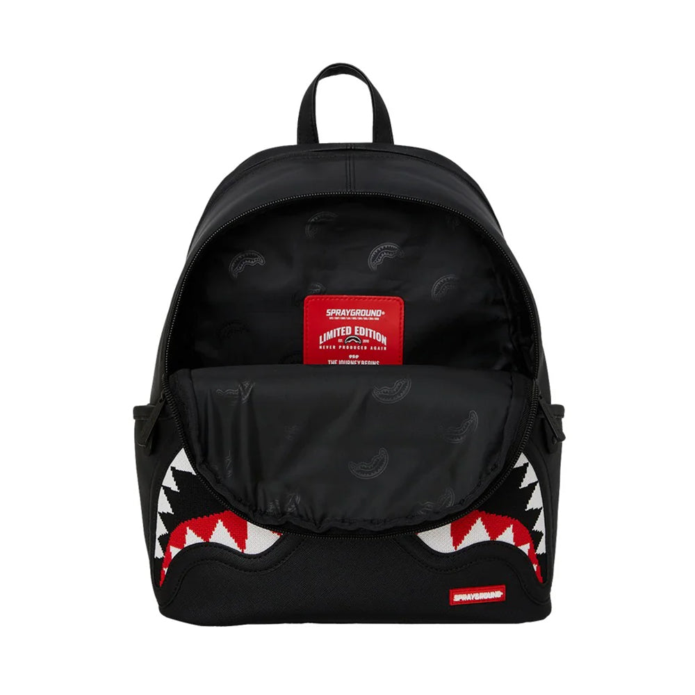 Kleiner SPRAYGROUND-Rucksack mit Fly Knit Mouth Savage-Aufdruck