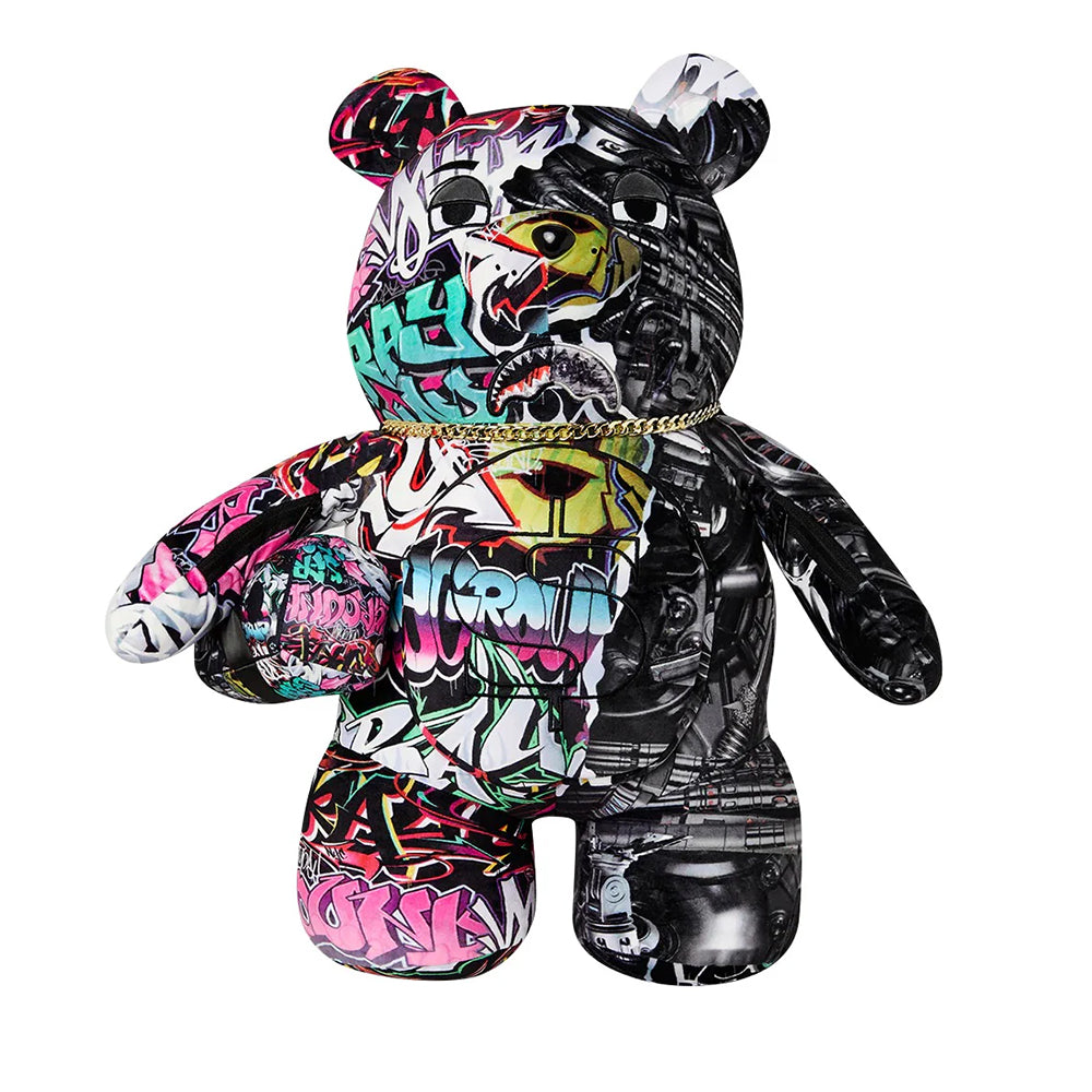 Teddybär-Rucksack SPRAYGROUND Split Cybershark Moneybear-Druck