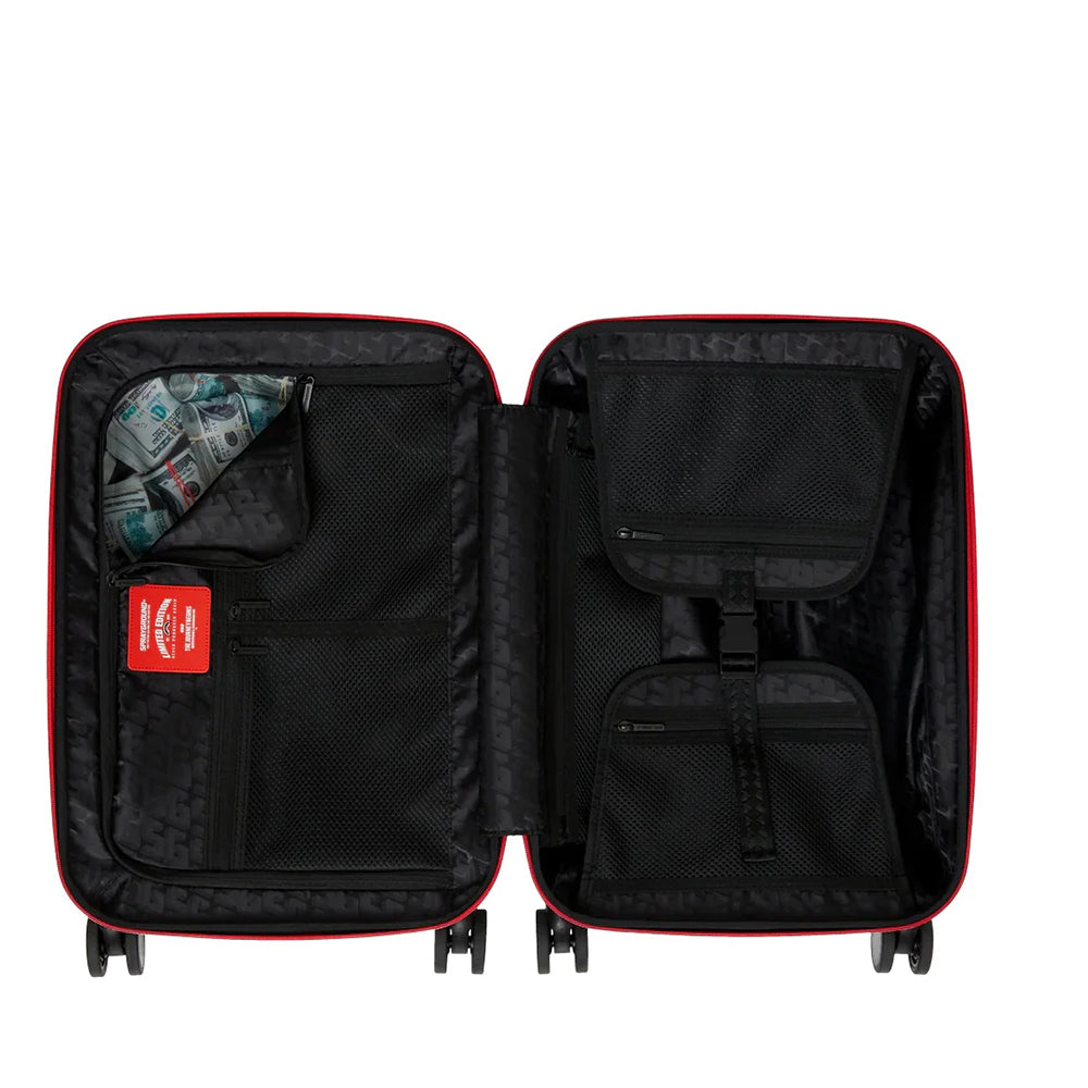SPRAYGROUND 4-Rad-Hartschalen-Kabinentrolley mit aufgedrucktem Reißverschluss-Hai
