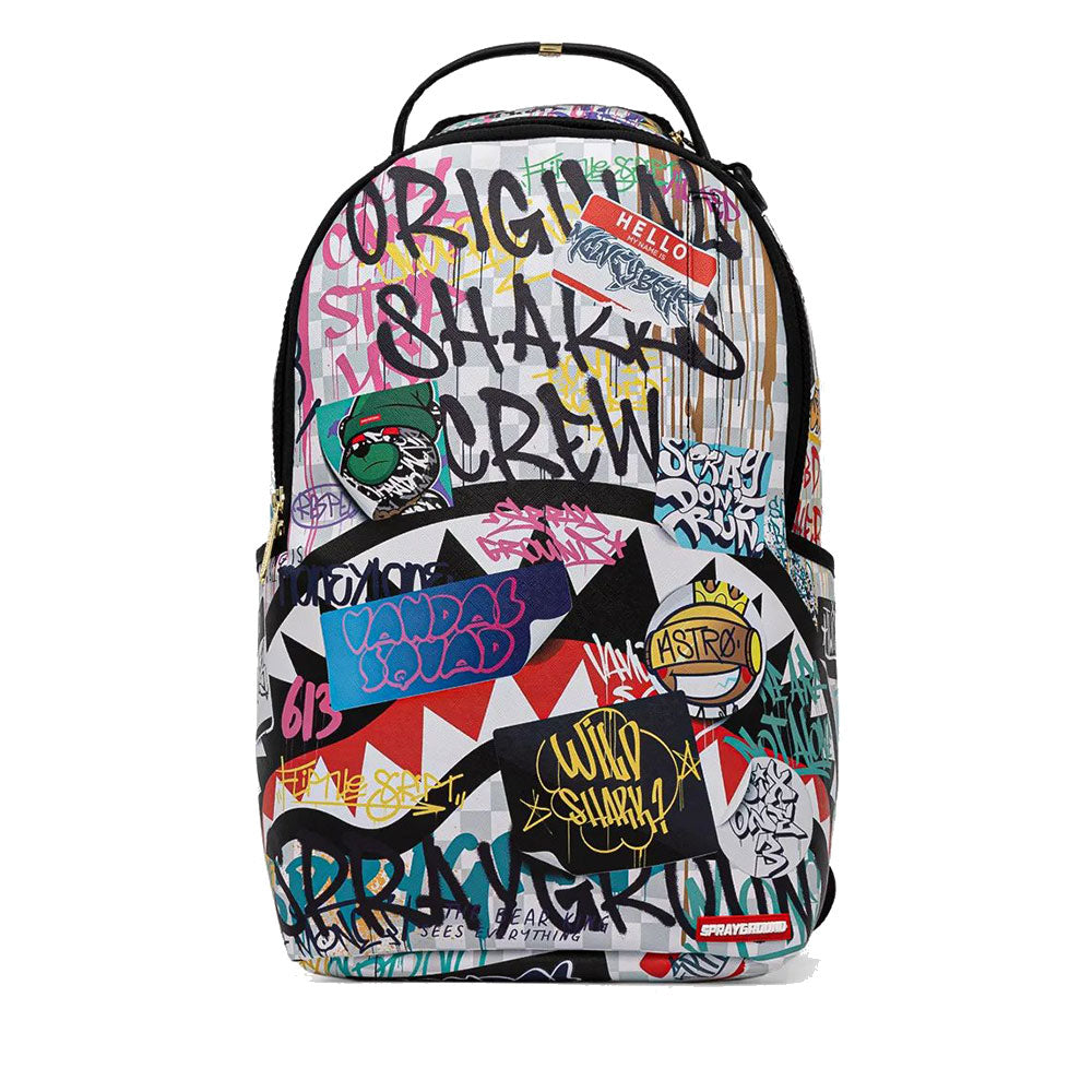 SPRAYGROUND Rucksack mit Sharks in Paris The Rizz Cream Aufdruck
