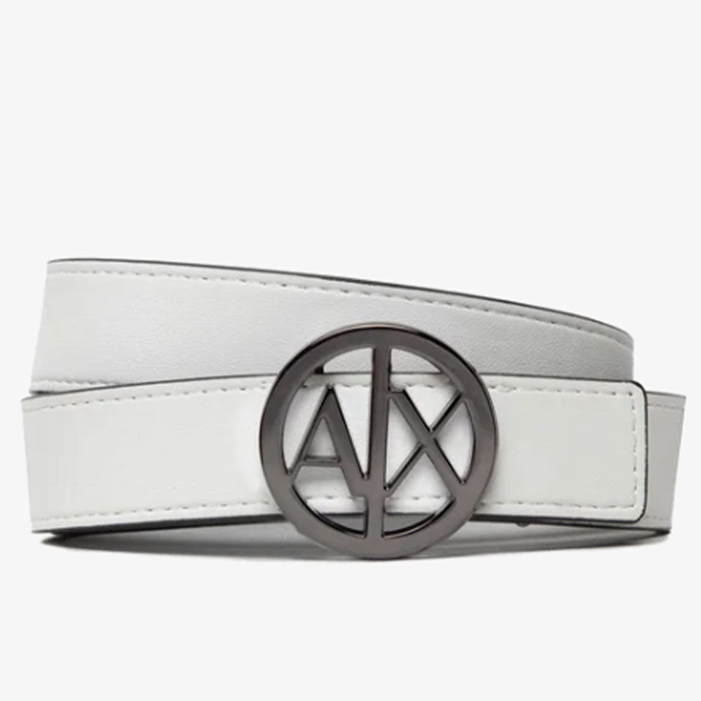 Cintura Donna ARMANI EXCHANGE Reversibile con Fibbia Tonda Colore Nero - Bianco