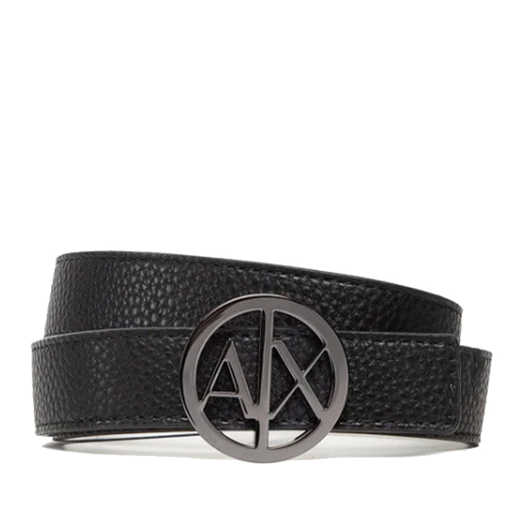 Cintura Donna ARMANI EXCHANGE Reversibile con Fibbia Tonda Colore Nero - Bianco