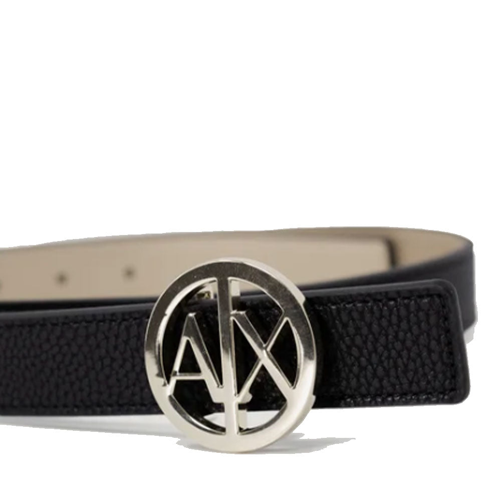 Cintura Donna ARMANI EXCHANGE Reversibile con Fibbia Tonda Colore Nero - Oro