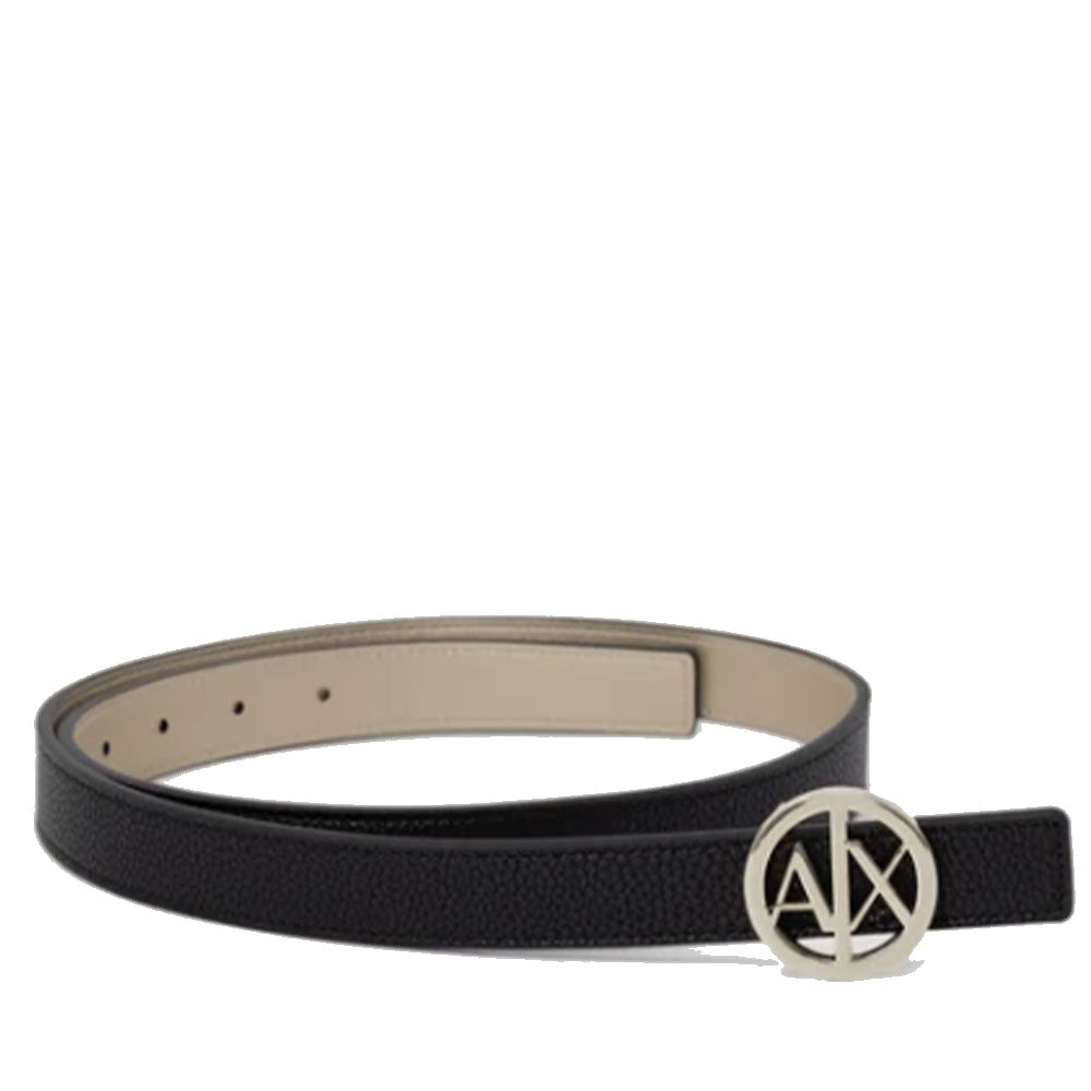 Cintura Donna ARMANI EXCHANGE Reversibile con Fibbia Tonda Colore Nero - Oro
