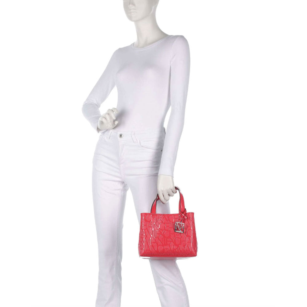 ARMANI EXCHANGE Damenhandtasche mit Schultergurt in glänzender Grenadine-Farbe, kleine Größe