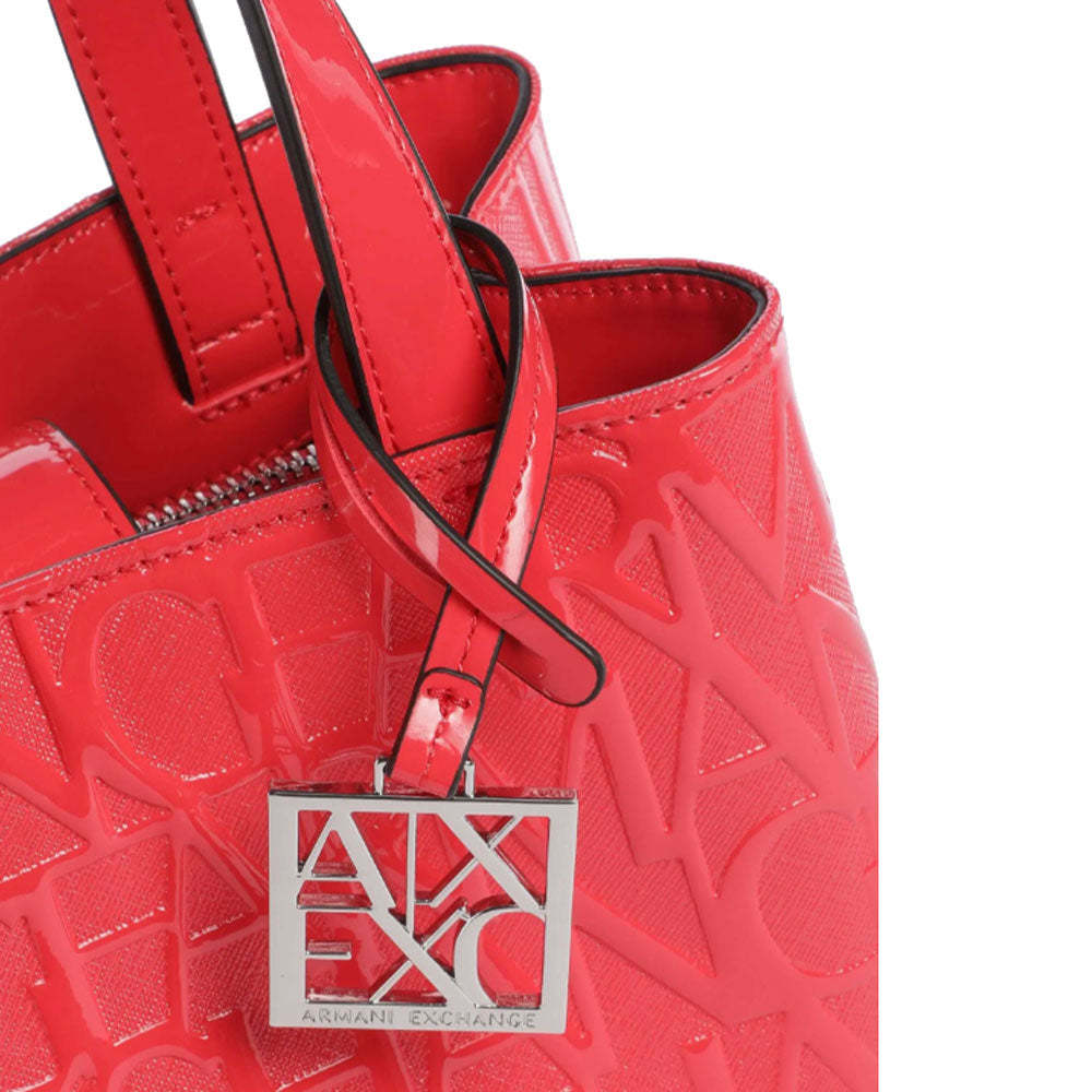 ARMANI EXCHANGE Damenhandtasche mit Schultergurt in glänzender Grenadine-Farbe, kleine Größe
