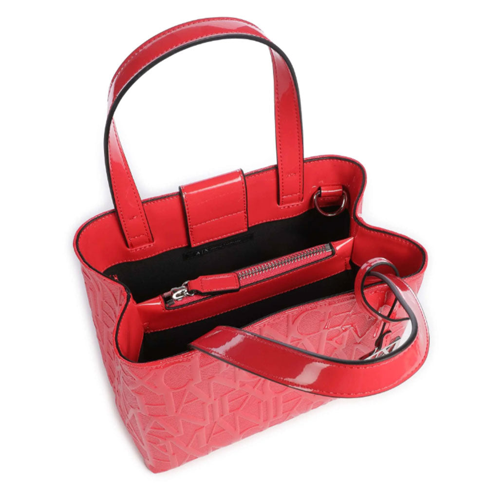 ARMANI EXCHANGE Damenhandtasche mit Schultergurt in glänzender Grenadine-Farbe, kleine Größe