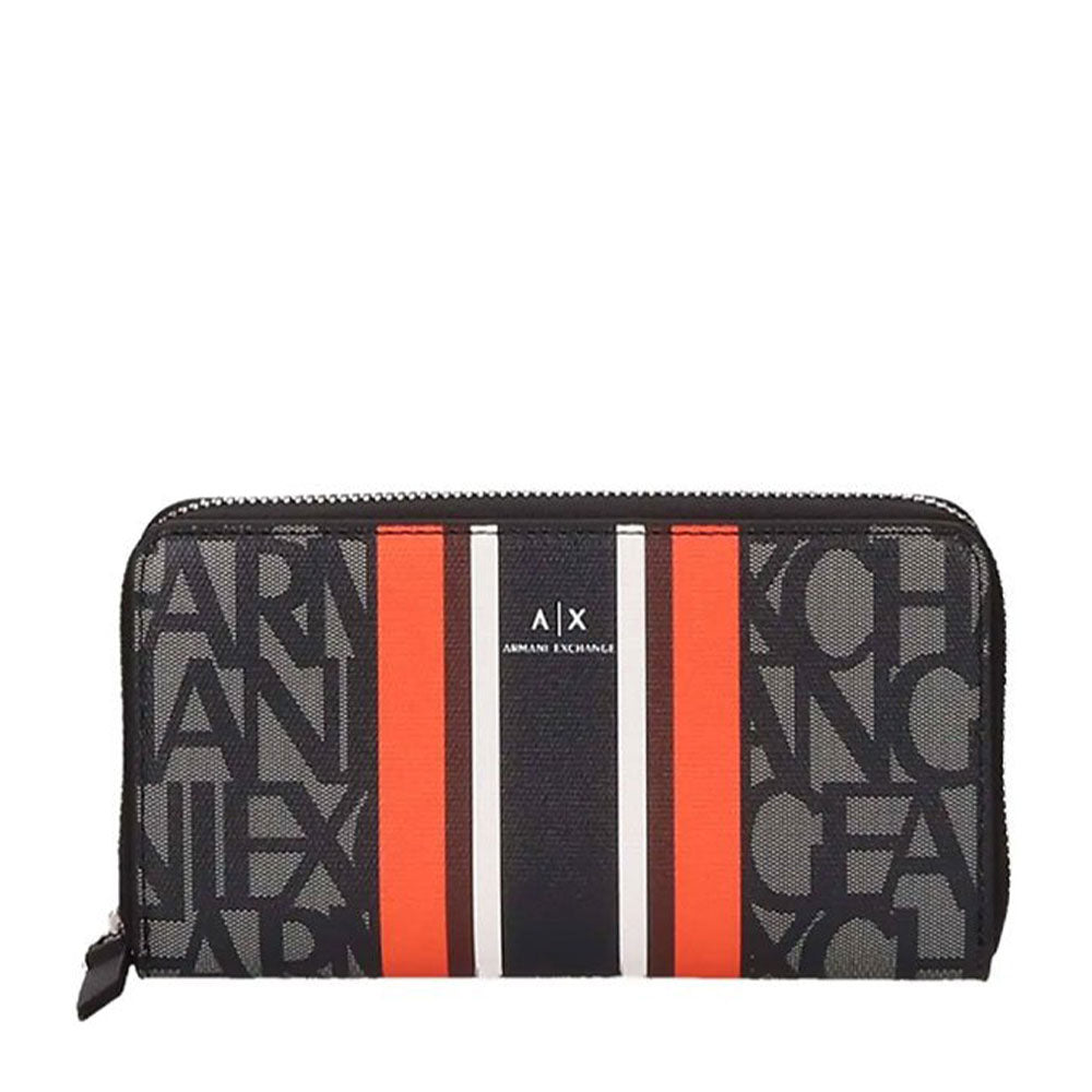 ARMANI EXCHANGE Damen-Geldbörse mit umlaufendem Reißverschluss, Farbe Beige – Schwarz