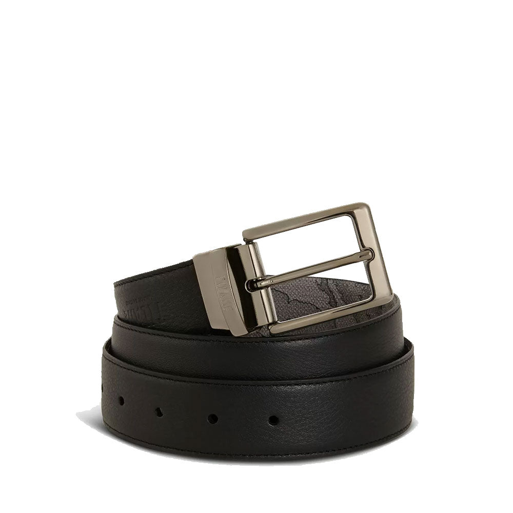 1A Classe Alviero Martini
Double Face Herrengürtel H 3,5 cm mit Geo Dunkler Aufdruck aus schwarzem Leder A485